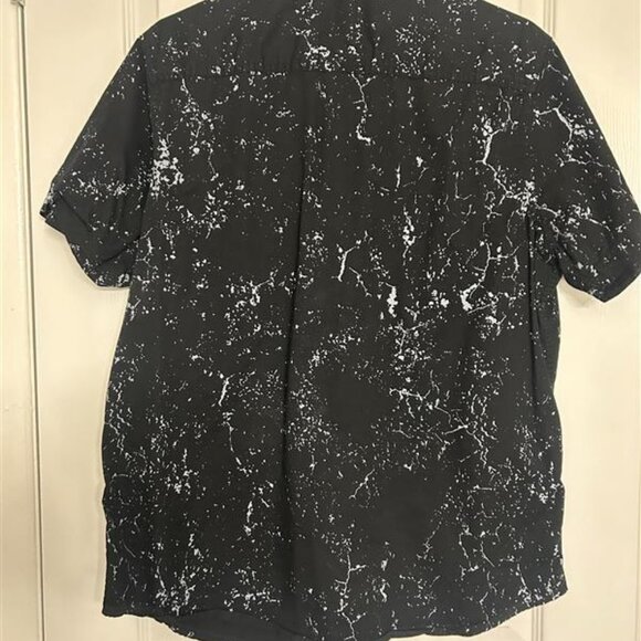 INC Snap Button Marble Short Sleeve Collared Shirt - Picture 2 of 4